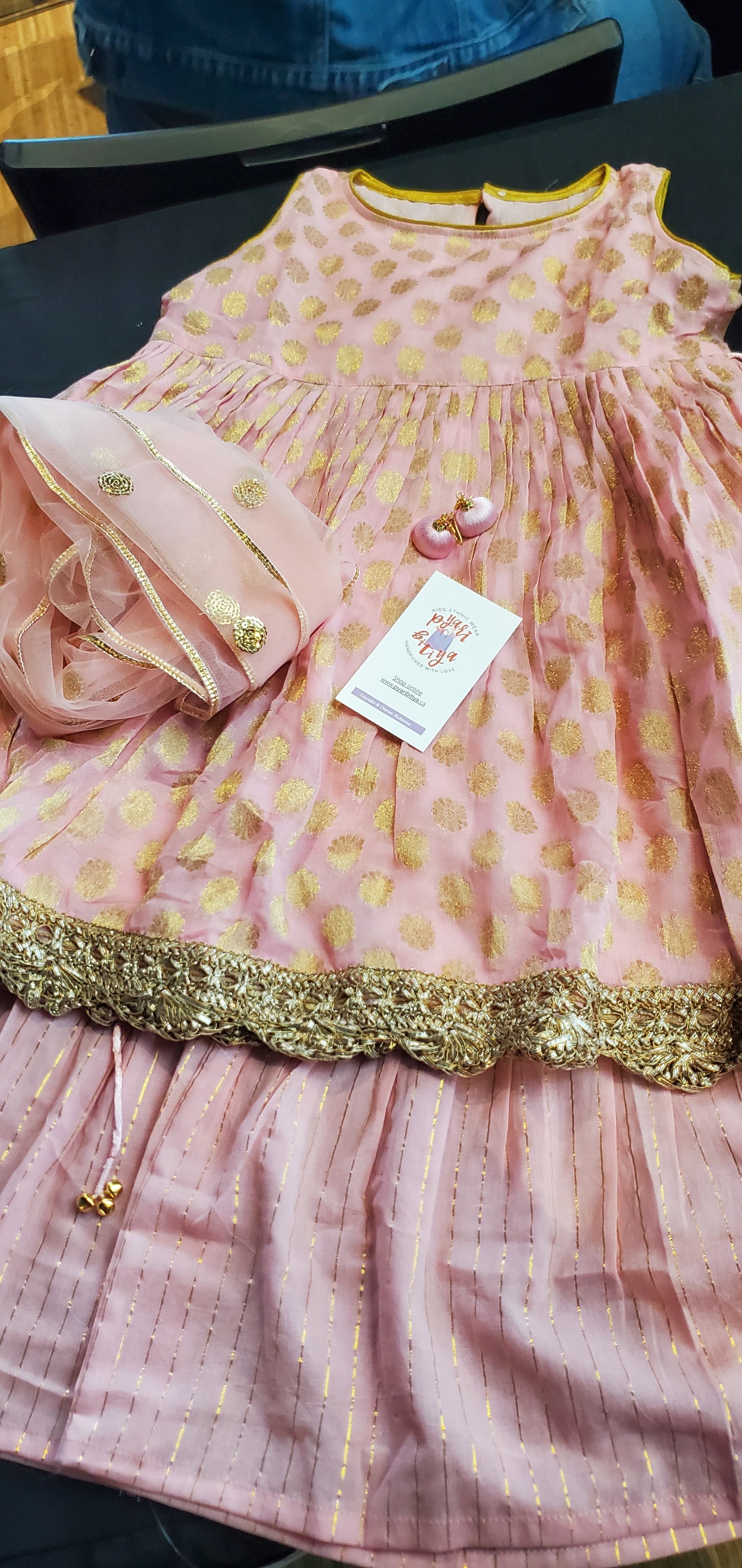 Blush Banarasi frock with sharara