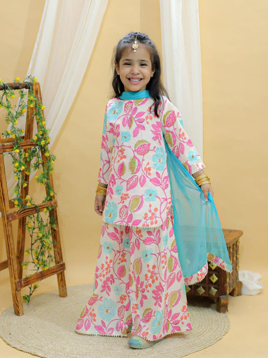 Gulmohar 3 pc Kurti Palazzo set