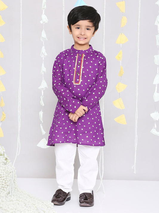 Bandhej print kurta-pajama