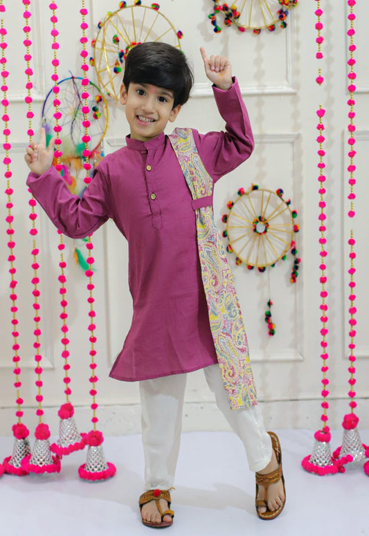 Festive Kurta pyjama with side patch details