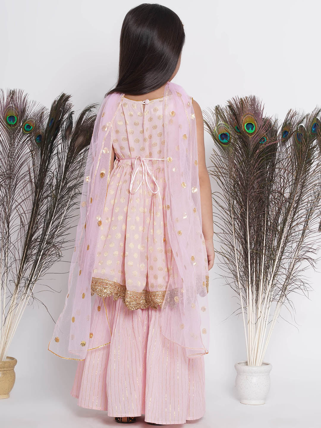 Blush Banarasi frock with sharara